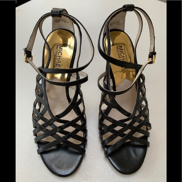 👠 Michael Kors Size 7 1/2 Leather Black Shoes - Picture 2 of 9